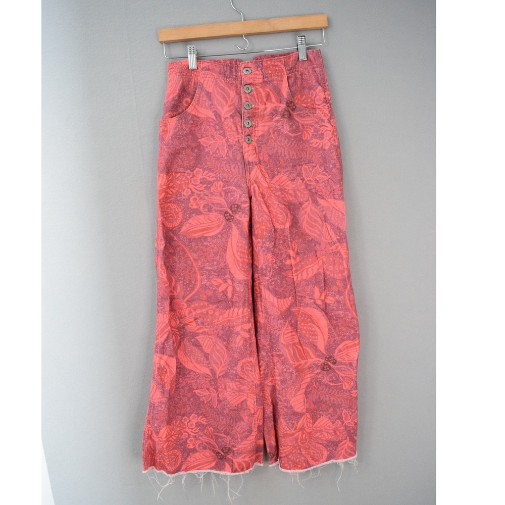 Pilcro Pink Floral Flare Jeans